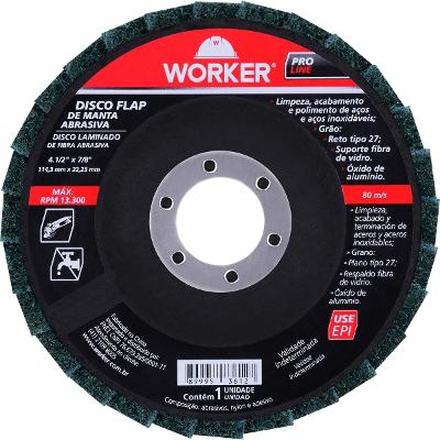 Disco Flap Manta Abrasiva Worker 114.3x22.23mm G80 13300rpm