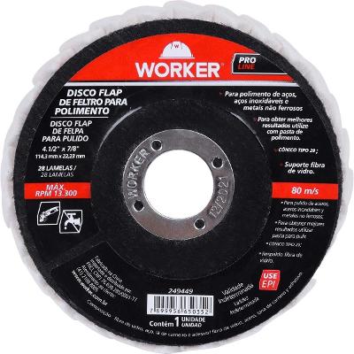 Disco Flap Feltro Polimento 4.1/2 Pol Worker 13300 Rpm