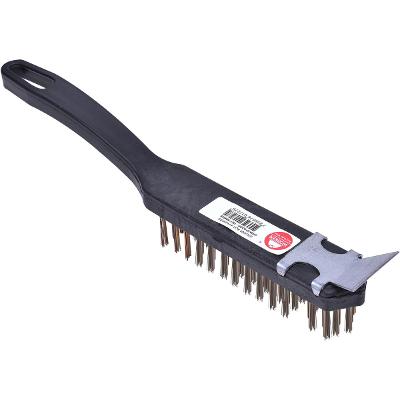 Escova De Aço 4 Fileiras Com Raspador Manual Worker