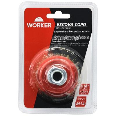 Escova Copo Ondulada 2.1/2 Pol 0.3mm M14 Worker 936138