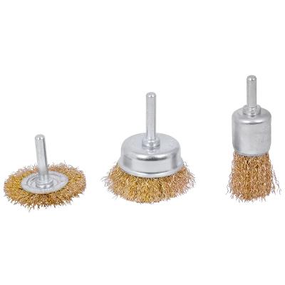 Jogo De Escovas Aço Worker 3 Peças 0,3mm Haste 6,35mm