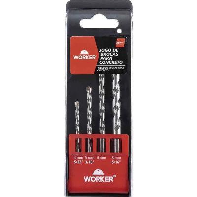 Jogo De Brocas Para Concreto 4 Peças 4mm A 8mm Worker