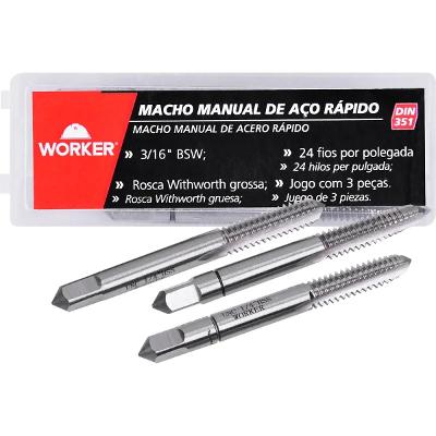 Jogo De Macho Manual 3/16'' X 24 Fios BSW 3 Peças Worker