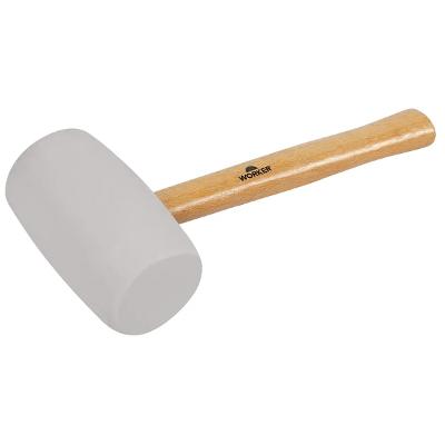 Martelo De Borracha Branca 60mm 560g Worker Cabo de Madeira