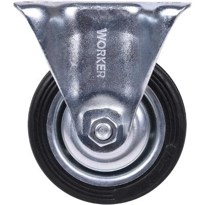 Rodízio De Borracha 5'' 125 Mm Fixo 100 Kg Worker Preto