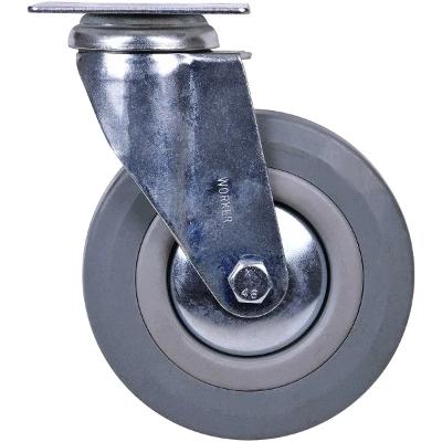 Rodízio De Borracha 5'' Giratório 100Kg Worker Aço Zincado
