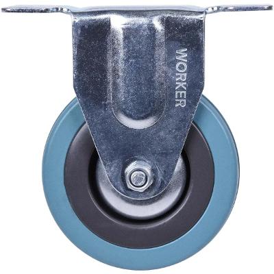 Rodízio Borracha 4'' Fixo 80 Kg Worker Chapa Aço Zincado
