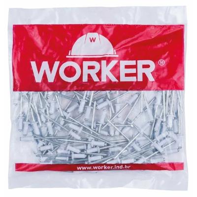 Rebite Alumínio 4,0x16mm 100 Peças Branco Worker