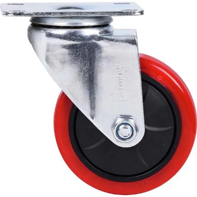 Rodízio PVC Vermelho 4 Polegadas Giratório 100 kg Worker
