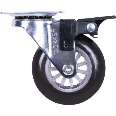Rodízio Gel 75mm Giratório Com Freio 64kg Fume Worker