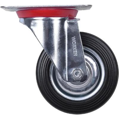 Rodízio Giratório Borracha 4'' 70Kg 125mm Aço Zincado Worker
