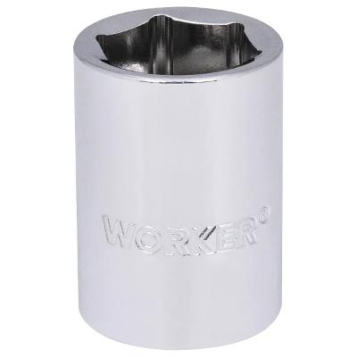 Soquete Sextavado 25mm Encaixe 3/4'' Aço Cromado Worker