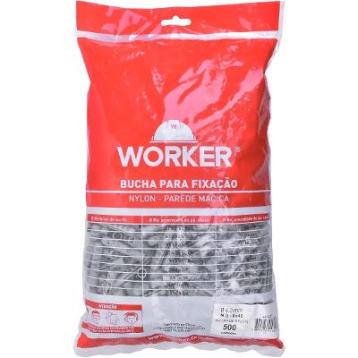 Bucha 08 mm Nylon 500 Peças Worker 403237