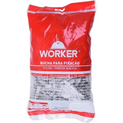 Bucha De Nylon 10mm Worker Parede Maciça 50mm 250 Peças