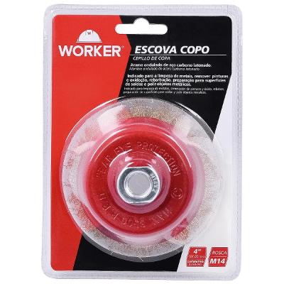 Escova Copo Ondulada 6 Pol M14 0,3mm Aço Latonado Worker