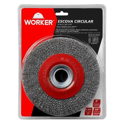 Escova Circular Aço Ondulado Worker 8 Pol 1.1/4 Pol 4500RPM