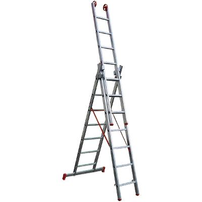Escada Tripla Extensiva 7x3 Degraus Alumínio Worker 120kg