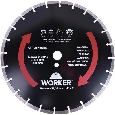 Disco Diamantado Worker 350mm X 25.4mm Concreto 4300 RPM