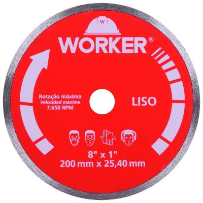 Disco Diamantado Liso Worker 200mm 25,4mm Com Bucha 20mm