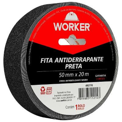 Fita Antiderrapante 50mm X 20m Preta Worker 692778