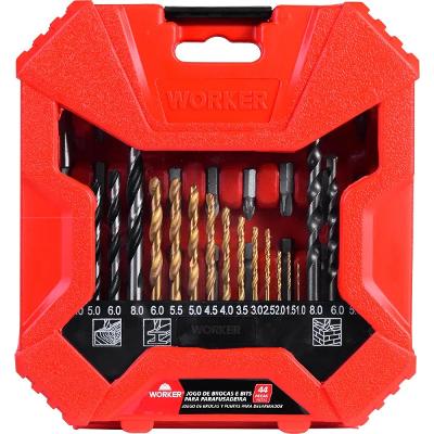 Jogo De Brocas E Bits 44 Pecas Worker 246947 Completo