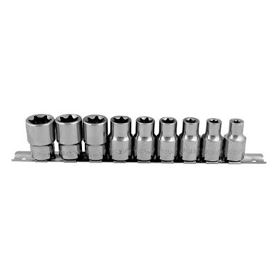Jogo Soquete Torx 9 Peças E8 A E24 Encaixe 1/2 Pol Worker