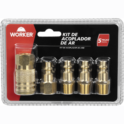 Kit Engate Rápido Pneumático 1/4'' 5 Peças Worker 337004