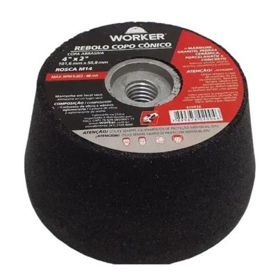 Rebolo Copo Cônico 5'' Grão 120 Rosca M14 127x50mm Worker
