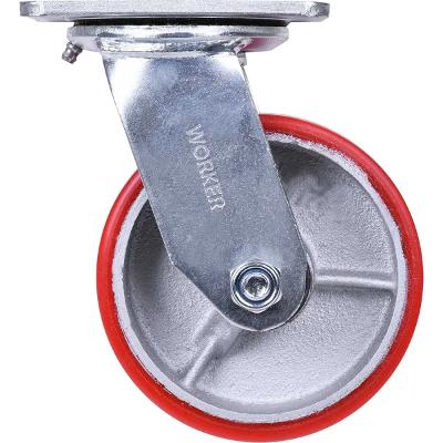 Rodízio Giratório 6'' Com Freio 350Kg Vermelho Worker