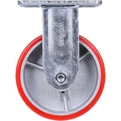 Rodízio Fixo 5 Polegadas Ferro PU Vermelho 300 Kg Worker