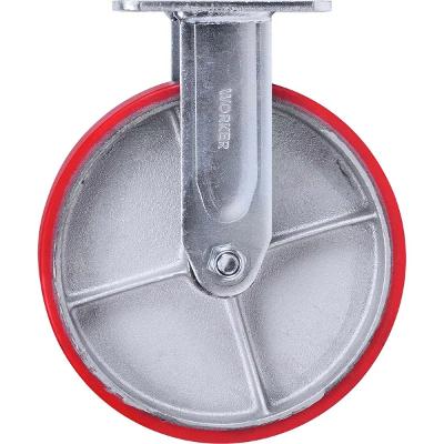 Rodízio De Ferro Fixo Pu 8'' 400 Kg Vermelho Worker