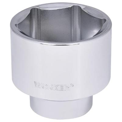 Soquete Sextavado Encaixe 3/4'' 60mm Aço Cromado Worker
