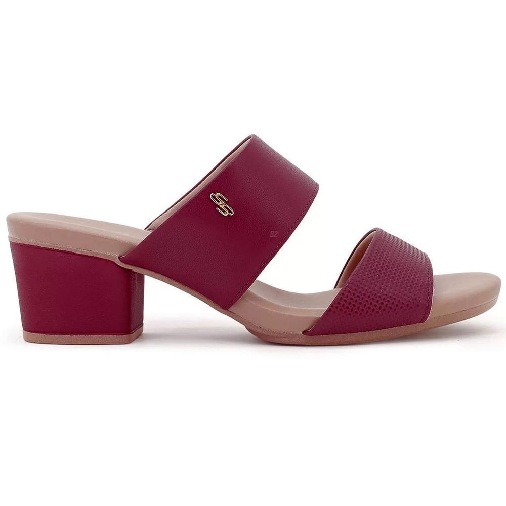 Sandália Couro Usaflex Tiras Feminina - Vinho - 1