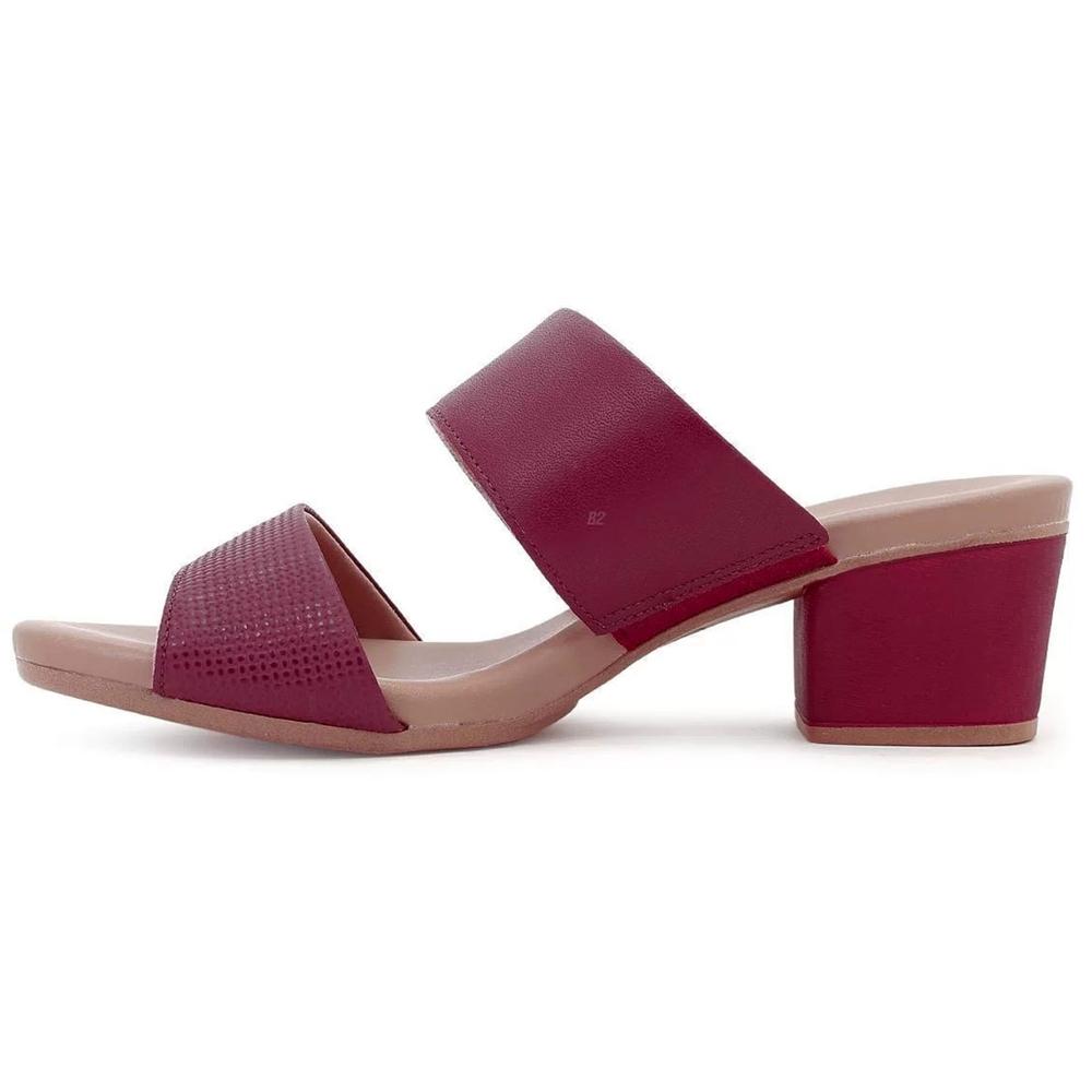 Sandália Couro Usaflex Tiras Feminina - Vinho - 3