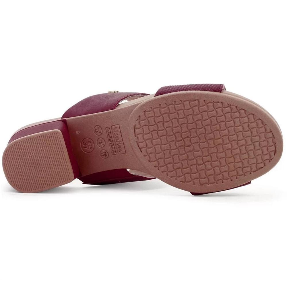 Sandália Couro Usaflex Tiras Feminina - Vinho - 5