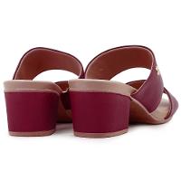 Sandália Couro Usaflex Tiras Feminina - Vinho