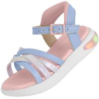 Sandália Infantil Molekinha Led Menina - Rosa e Azul - 3