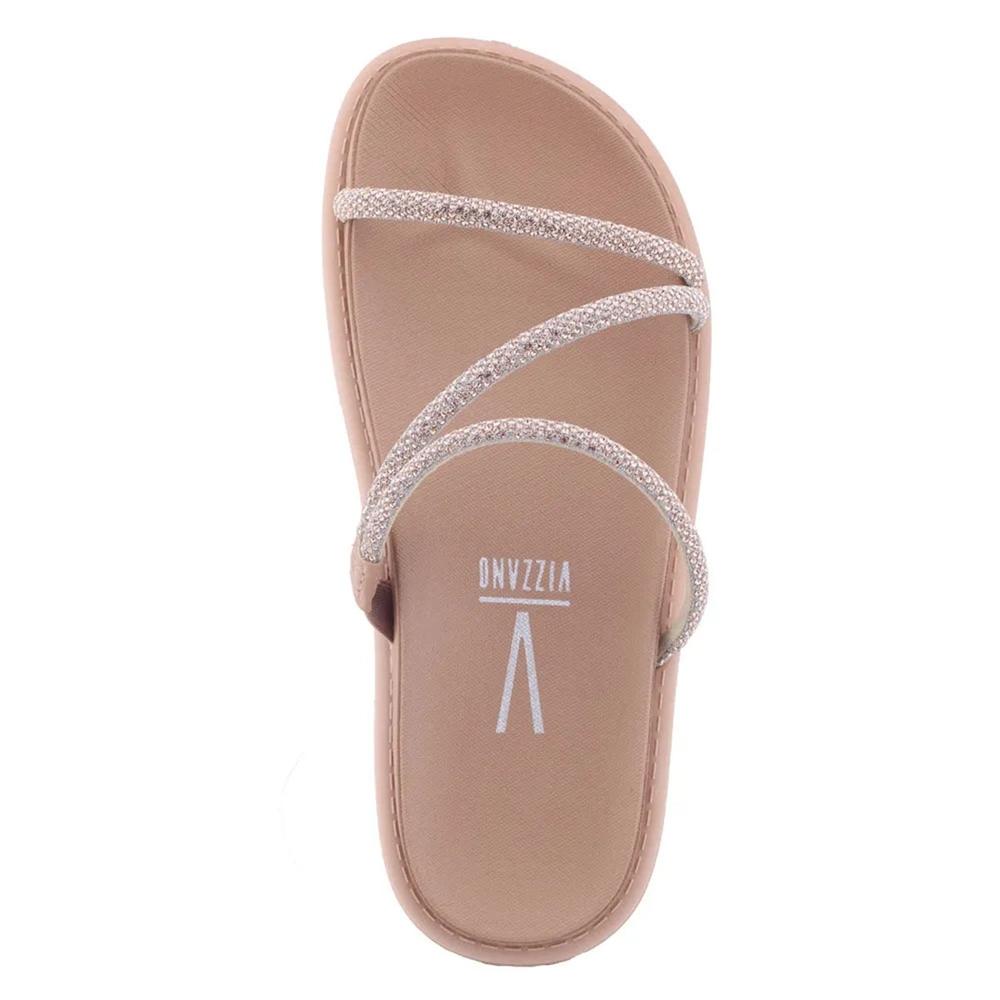 Rasteira Vizzano Flatform Tiras Strass Hotfix - Rosê - 2