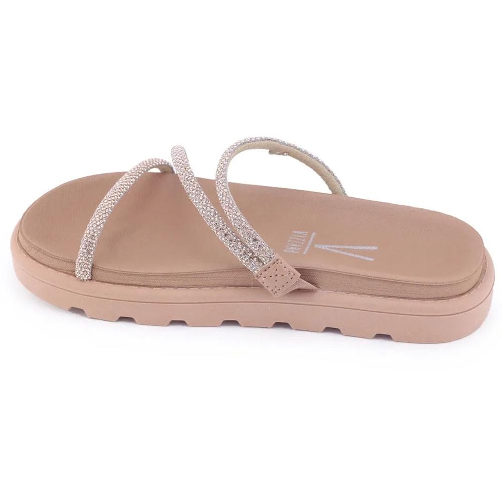 Rasteira Vizzano Flatform Tiras Strass Hotfix - Rosê - 3