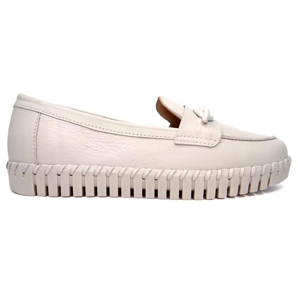 Mocassim Bottero Couro Summer Corrente Feminino - Branco Off - 2