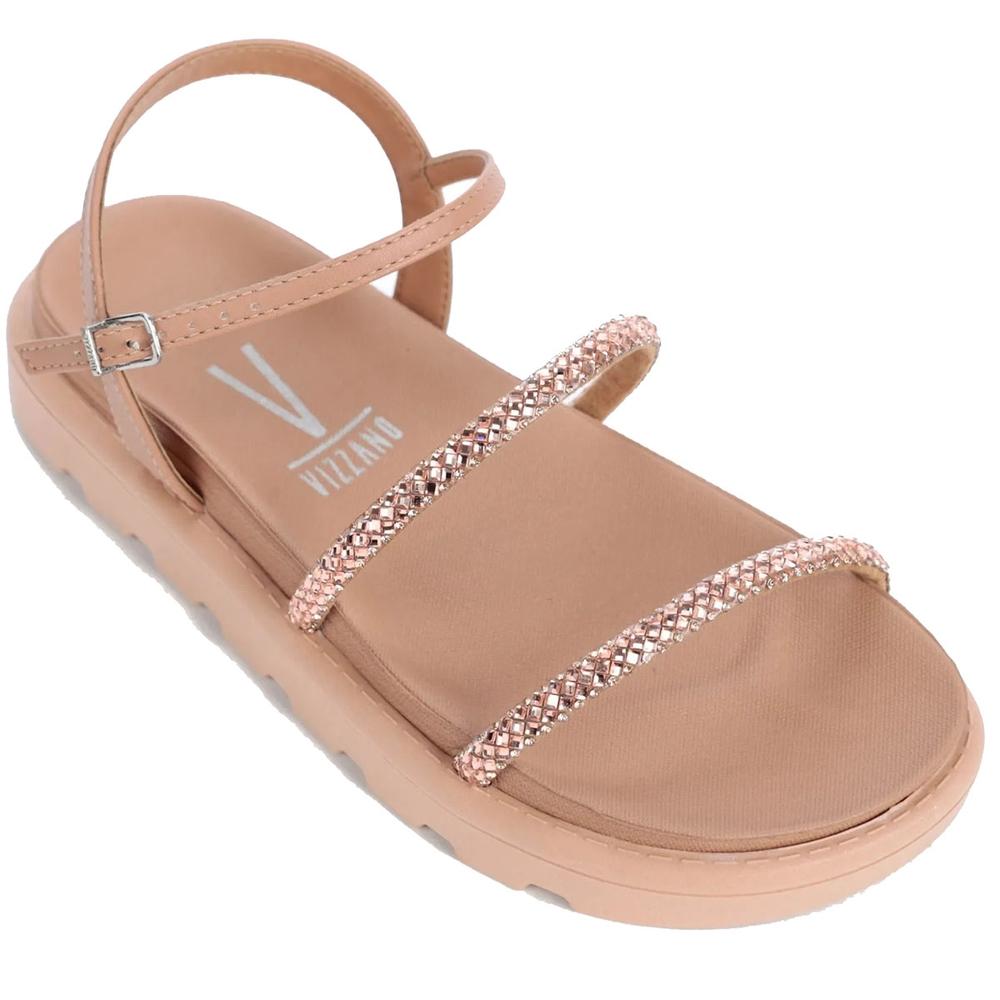 Rasteira Vizzano Flatform Tiras Strass Feminina - Nude - 1