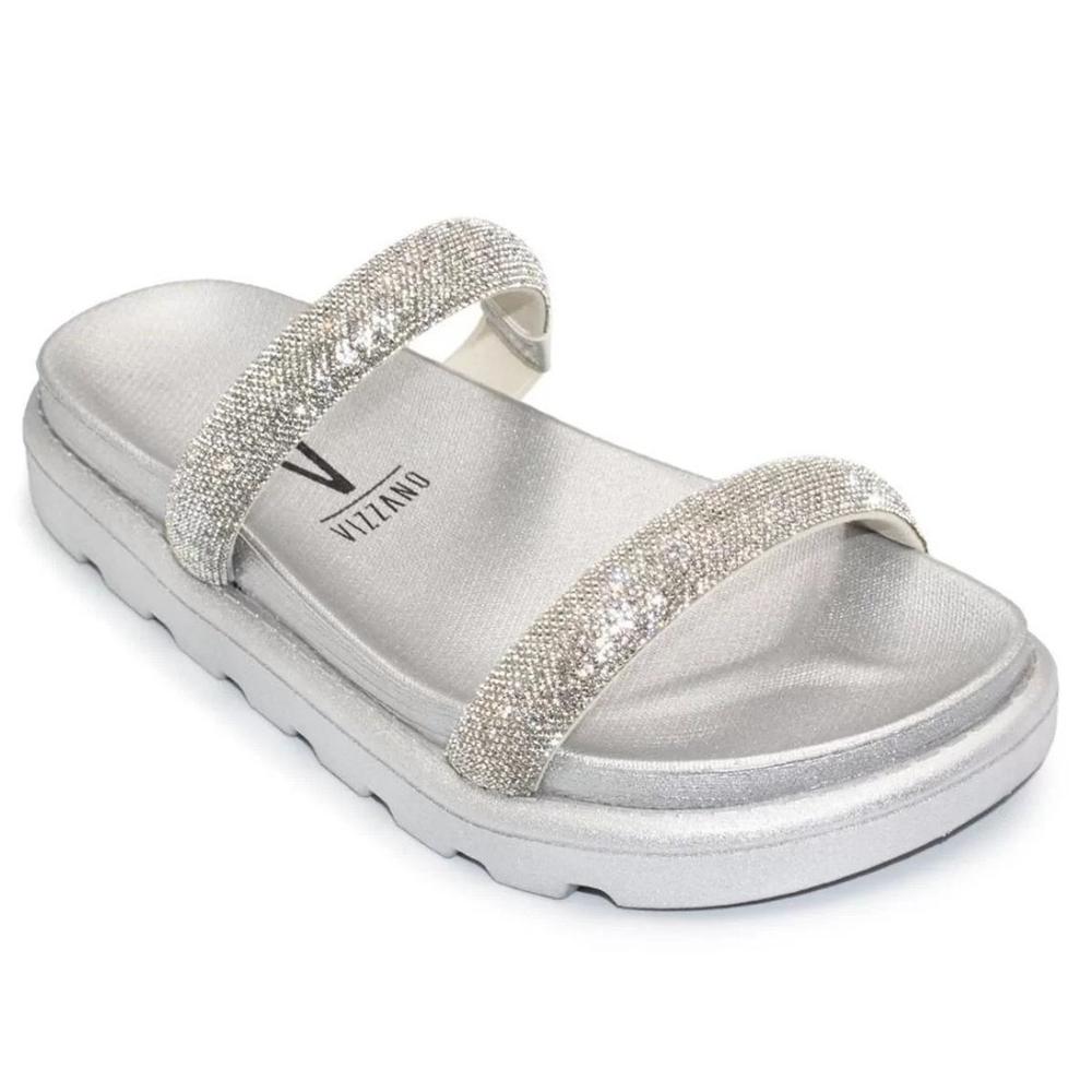 Rasteira Vizzano Flatform Strass Hotfix - Prata - 1