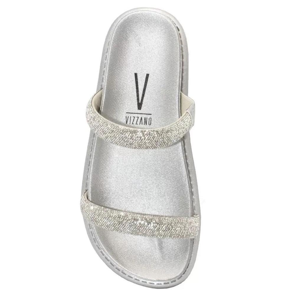 Rasteira Vizzano Flatform Strass Hotfix - Prata - 4