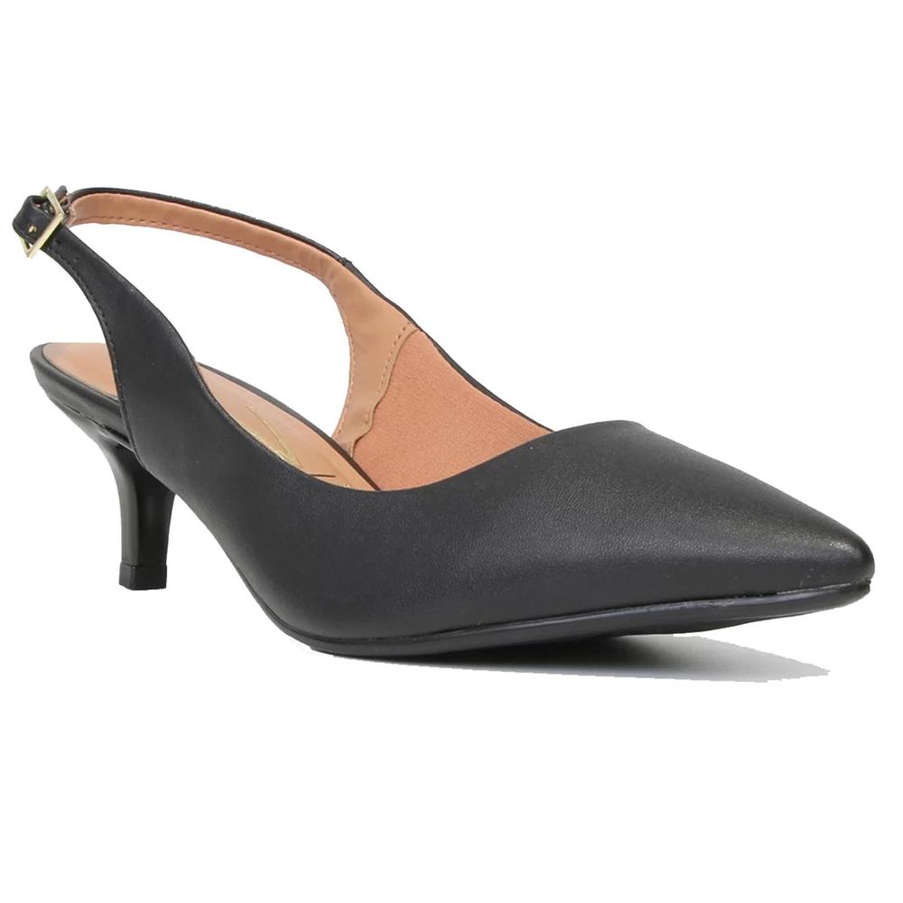 Scarpin Vizzano Slingback Bico Fino Salto Baixo - Preto - 1