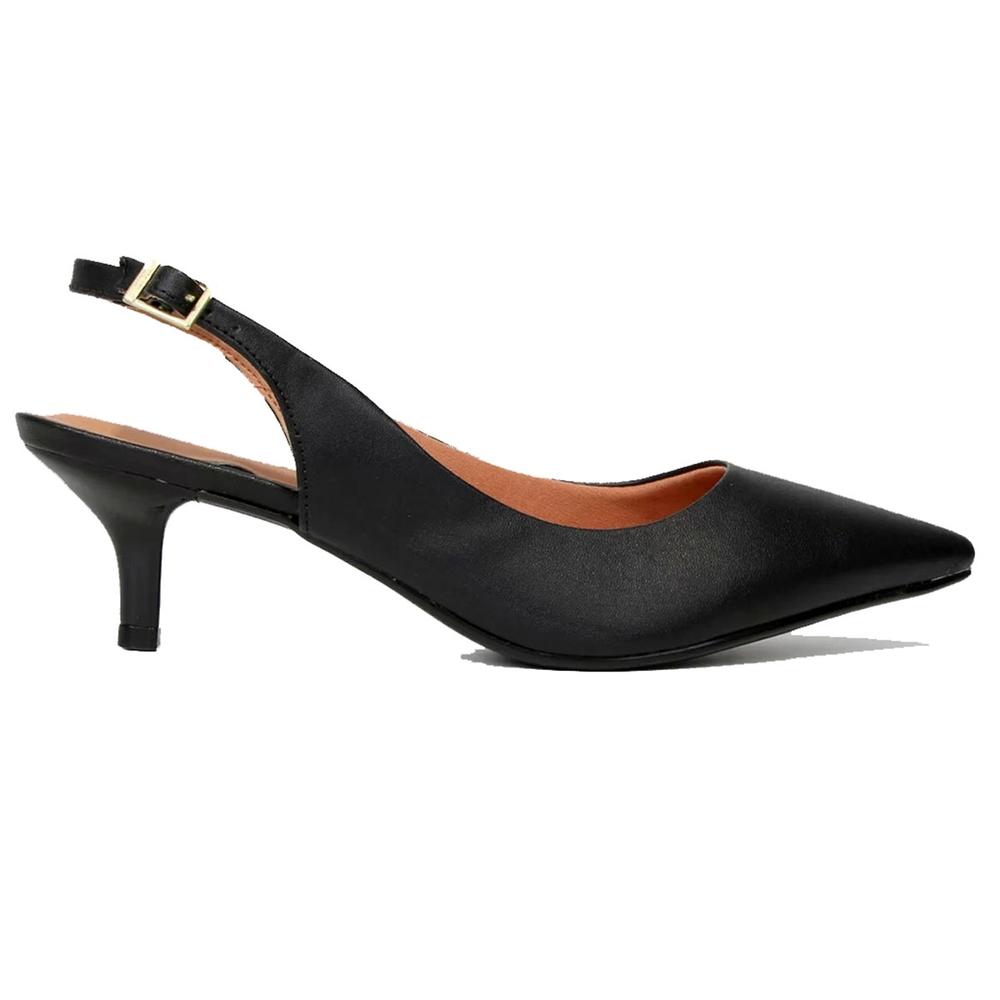 Scarpin Vizzano Slingback Bico Fino Salto Baixo - Preto - 2