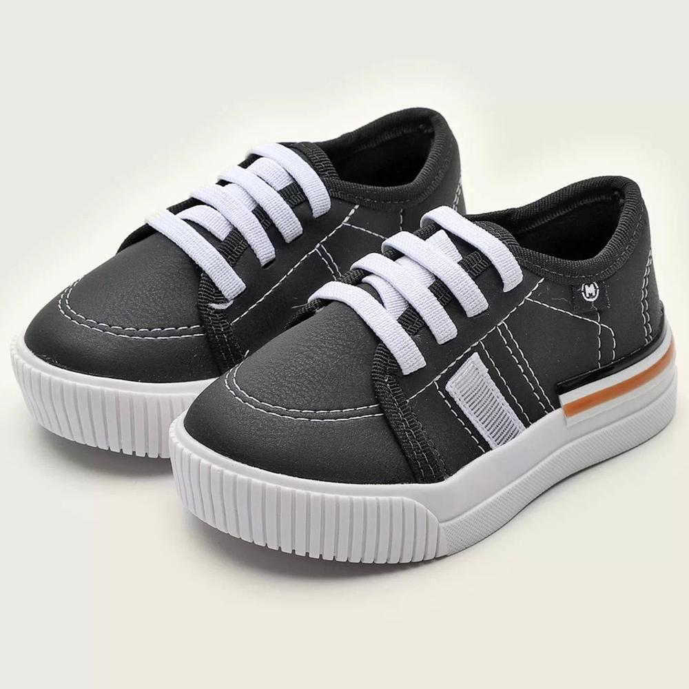 Tênis Infantil Molekinho Casual Listras - Preto e Branco - 1
