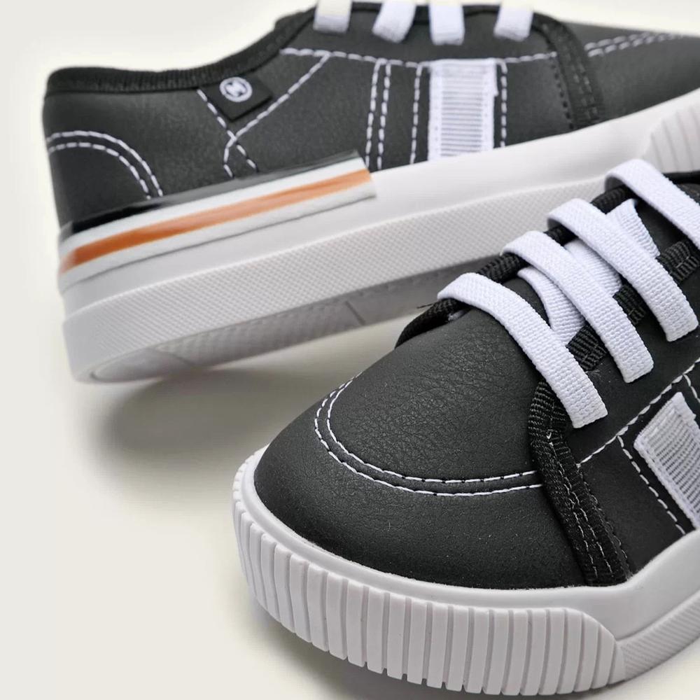 Tênis Infantil Molekinho Casual Listras - Preto e Branco - 3