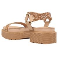 Rasteira Vizzano Strass Tratorada Feminina - Bege