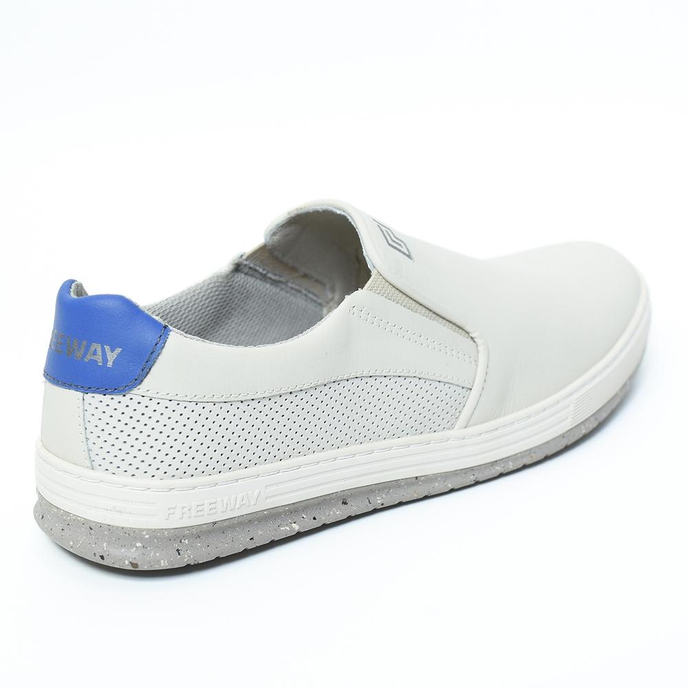 Sapatênis Couro Freeway Track 03 Masculino - Branco e Azul - 4