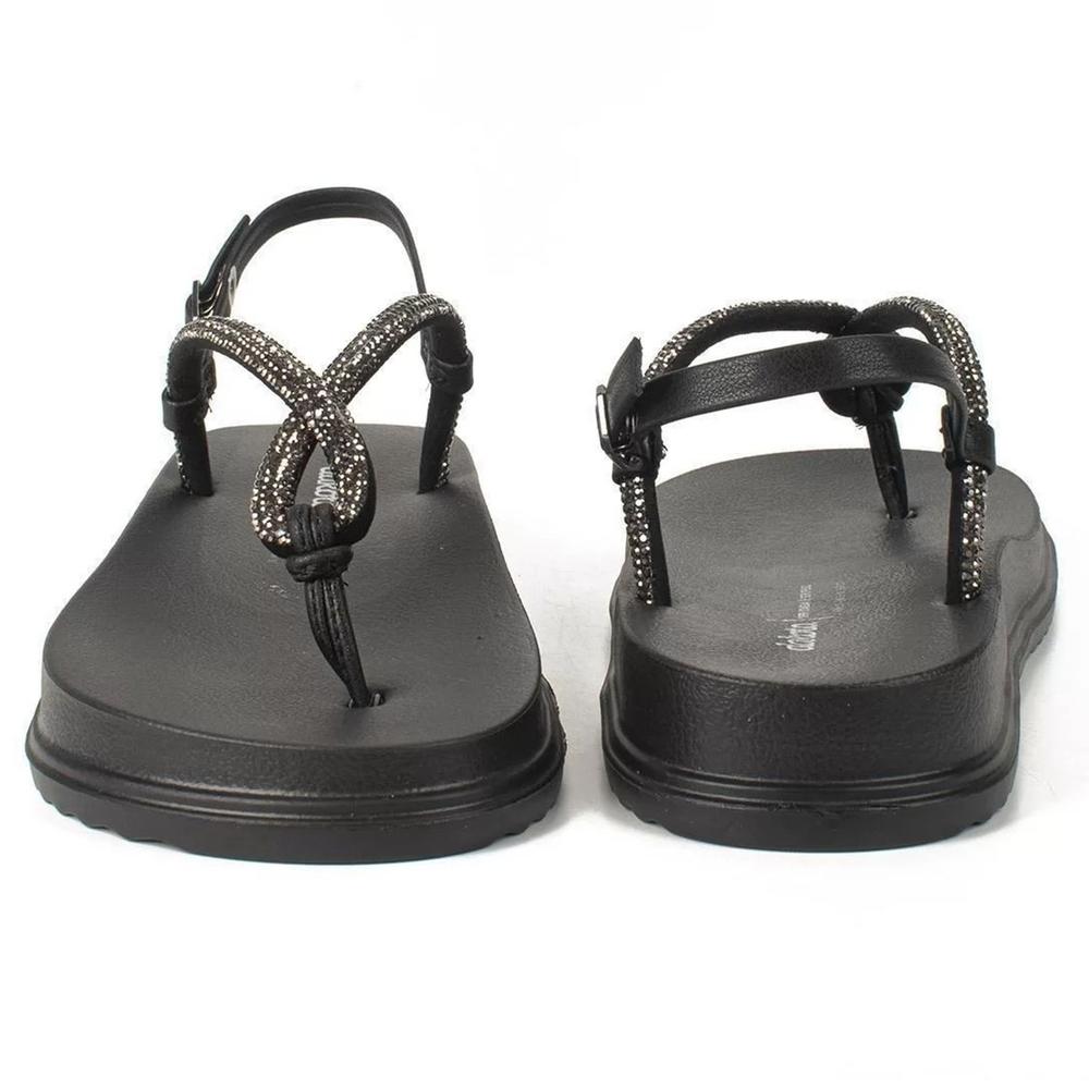 Rasteira Dakota Tira Strass Flatform Feminina - Preto - 4